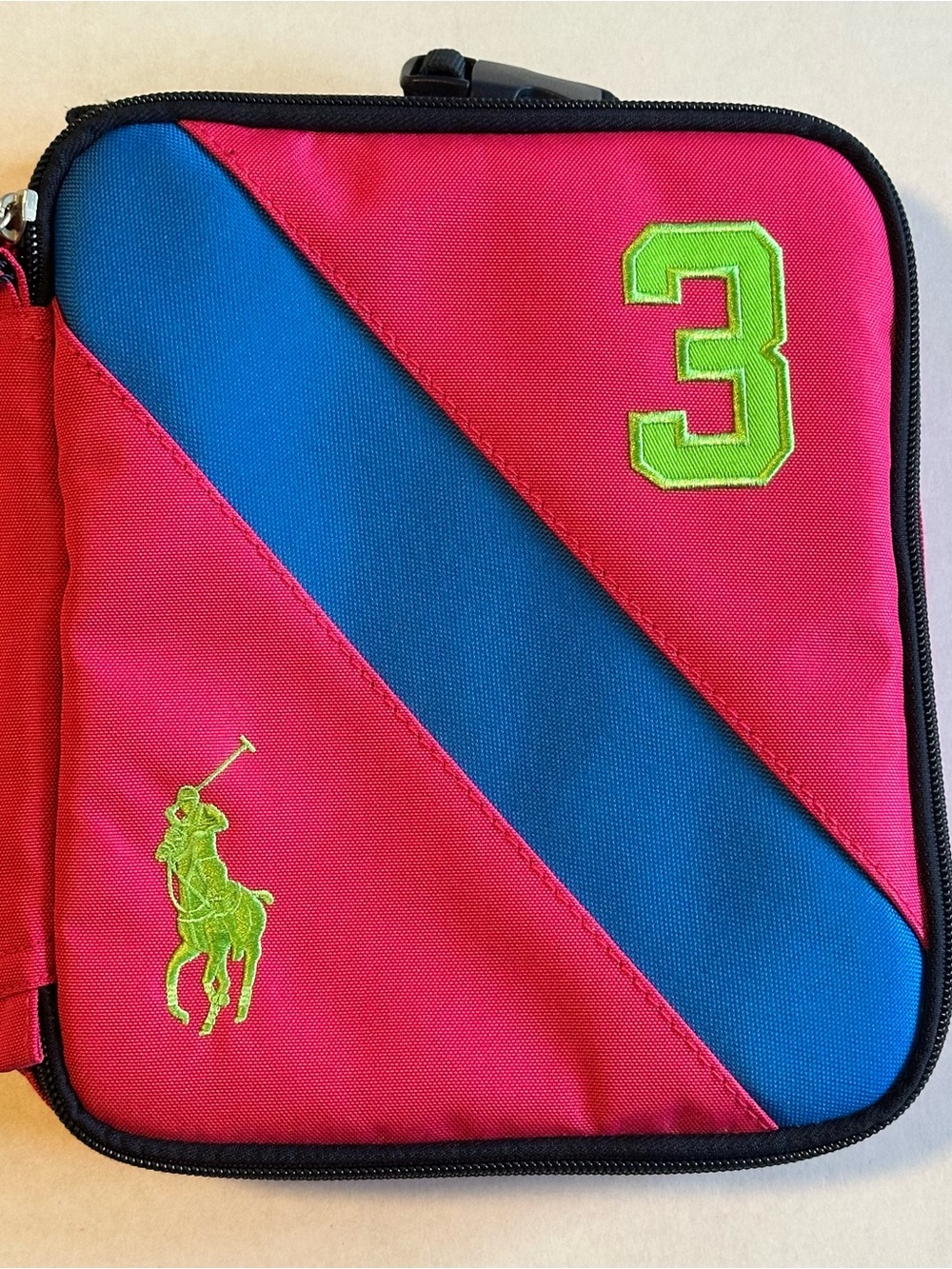Polo Ralph Lauren Girls Big Pony hot pink and blue lunch box NWT